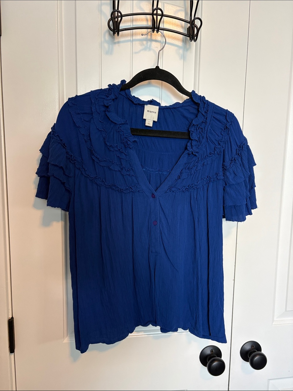 Blue Ruffled Women's Top